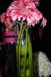 arrangement of gerberas with limes