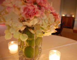 table centerpiece with votives