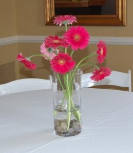 table arrangement of gerberas