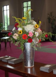 mixed arrangement in church foyer