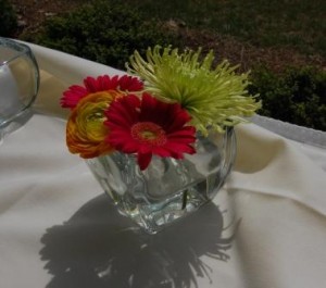 simple arrangement of colorful gerberas and a spider mum