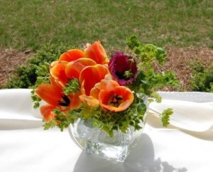 table arrangement with asiatic lilies