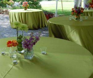 deconstructed table arrangemetn in the foreground