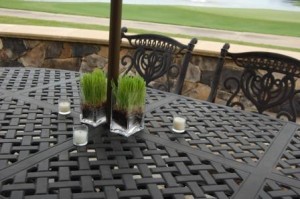 wheat grass outside table arrangement