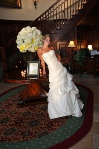 Abby at the reception entrance