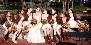 Amy, bridesmaids, and bouquets