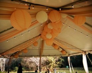 paper lanterns and draping