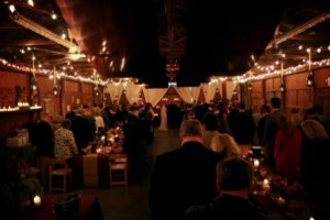 the barn was literally transformed with linens and lights