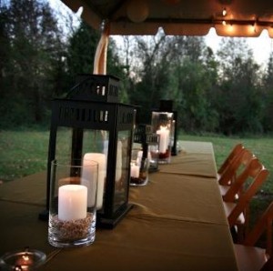 lanterns light up the tent