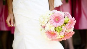 bride bouquet of pink gerberas
