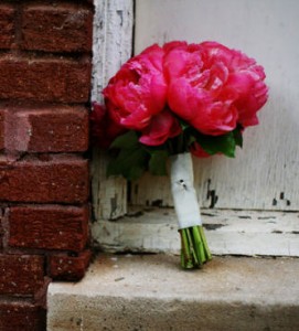 bride bouquet of pink peonies